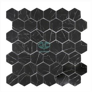 Šesterokotna ploščica Nero Marquina