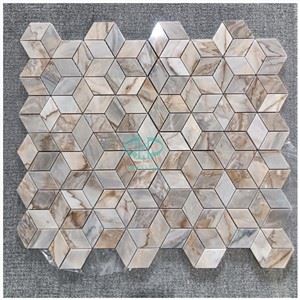 3D mozaik iz rjavega marmorja Rhombus